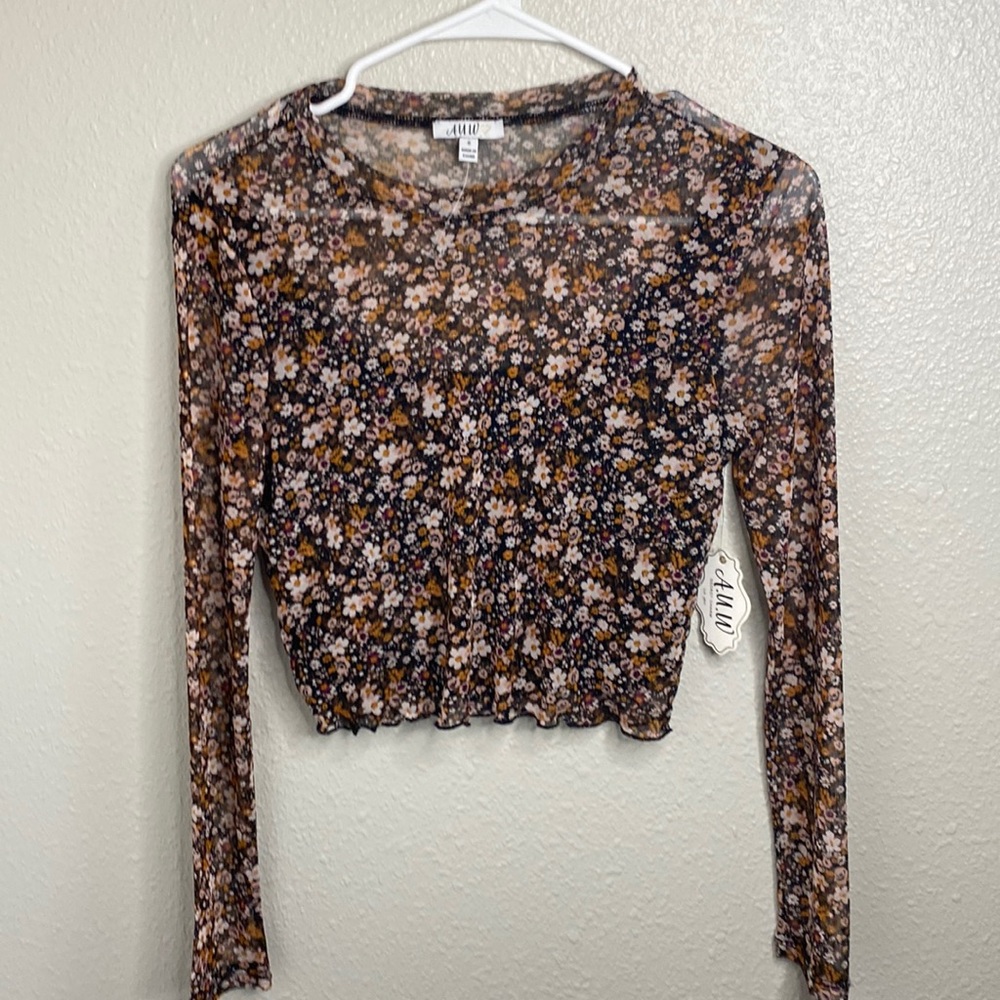 A.U.W floral mesh top